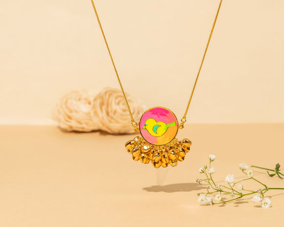 Bird Necklace - Valentine Gift - Pastel Necklace - Vintage Jewelry - Royal Jewelry - Chakra Jewelry - Signature Jewelry -Enamel Collection