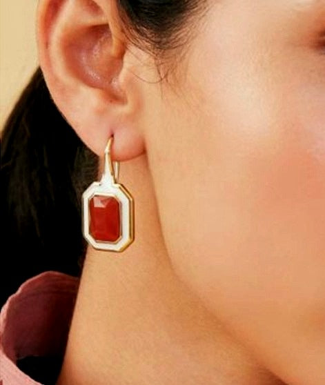 Noor: 22k Gold Plated Gemstone Earrings