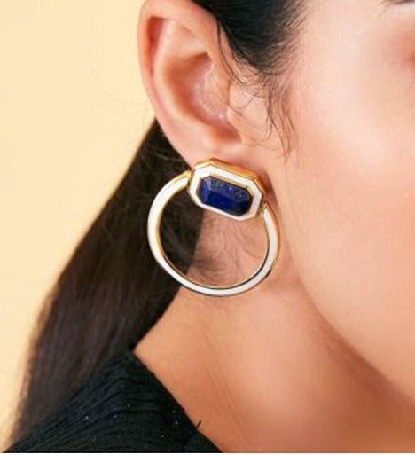 Nazm: 22k Gold Plated Gemstone Earrings
