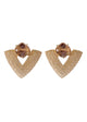 Textured 22ct Gold Plated Ear Studs In White Opal or Quartz