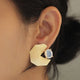 Textured 22ct Gold Plated Ear Studs In White Opal or Quartz