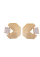 Textured 22ct Gold Plated Ear Studs In White Opal or Quartz