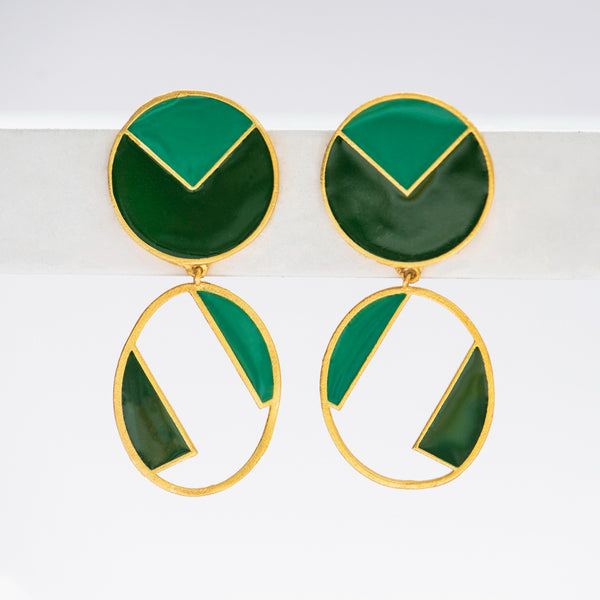 Elm: Oval Enamel Earrings