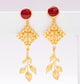 Leaf Drop: 22k Gold Plated Earrings In Green Malachite or Red Ruby - Designs By Uchita
