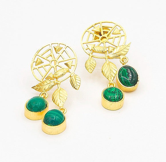 Leaf Drop: 22k Gold Plated Floral Earrings