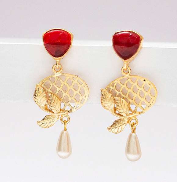Natural Red Ruby Handmade Earrings - Designs By Uchita