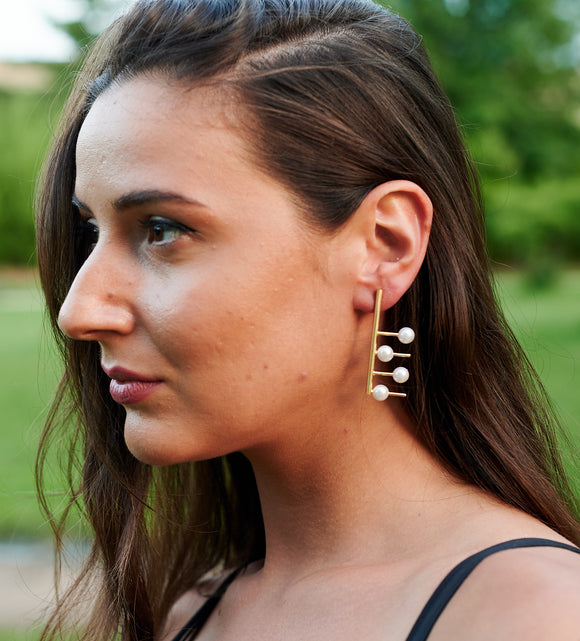Disco: Freshwater Pearl Earrings 22ct Gold Plated