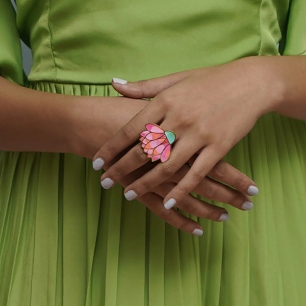 Bloom Lotus Enamel Ring - Designs by Uchita